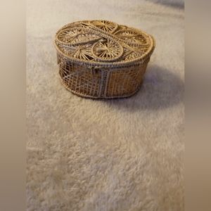 Small decorator weaved box. Tan
